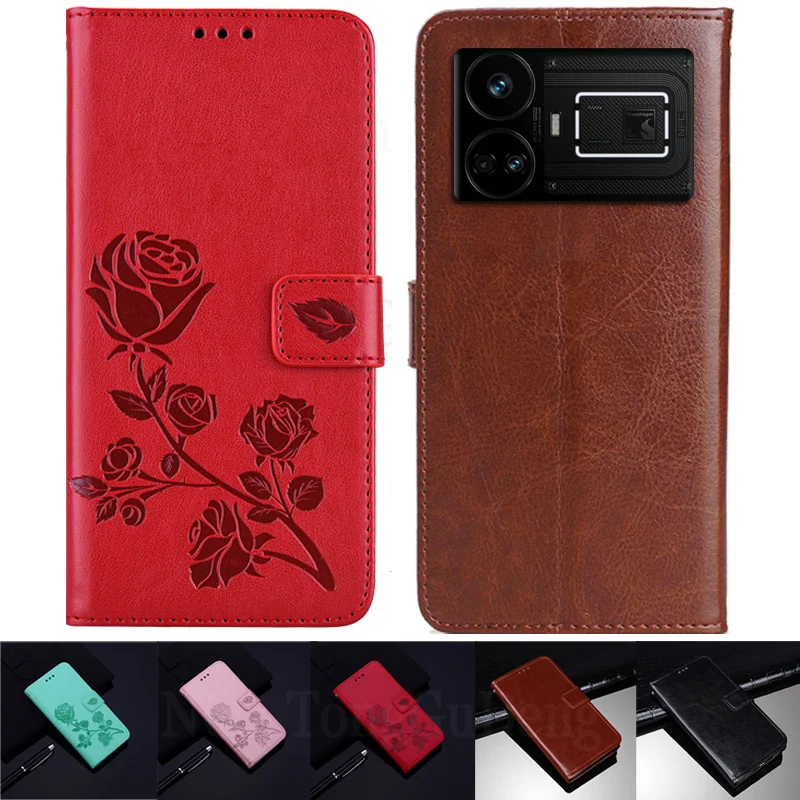 Кожаный чехол для Realme GT5 с держателем карт кобура магнитным притяжением