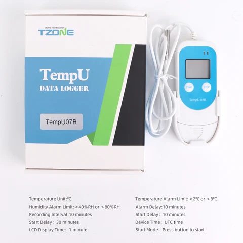 USB-регистратор данных, термометр, гигрометр TempU 07B, высокоточный цифровой рекордер температуры/влажности для хранения в холодильнике