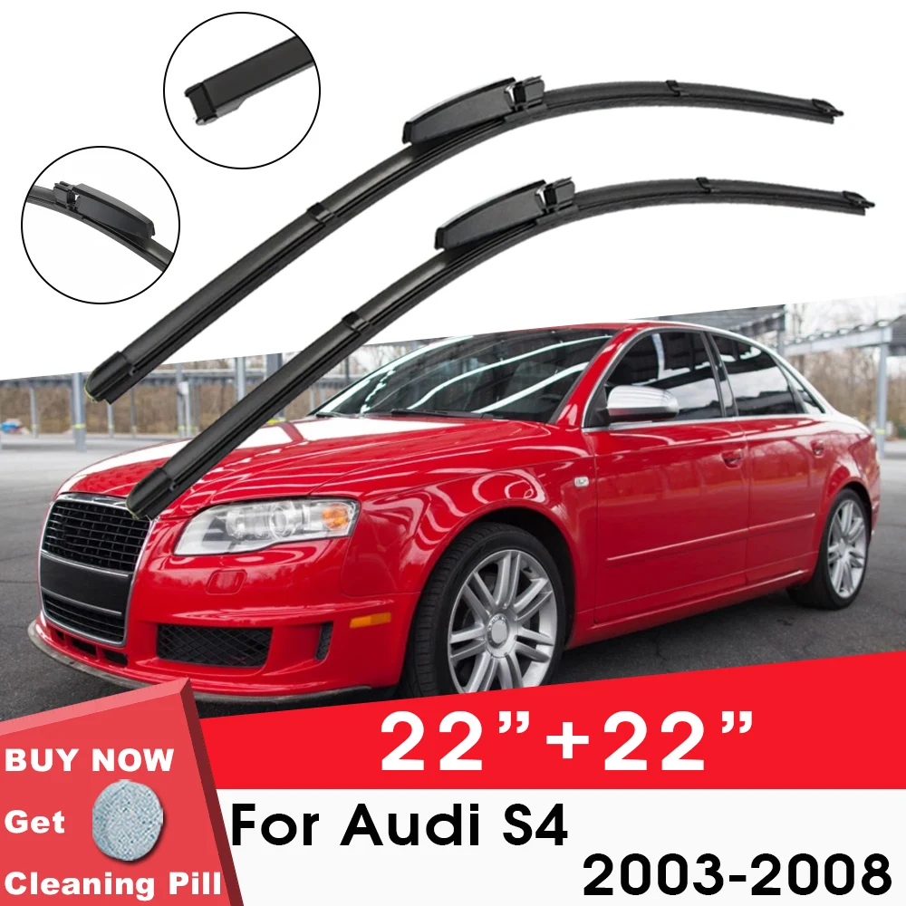 

Car Wiper Blade Blades For Audi S4 2003-2008 22"+ 22" Windshield Windscreen Clean Naturl Rubber Cars Wipers Accessories