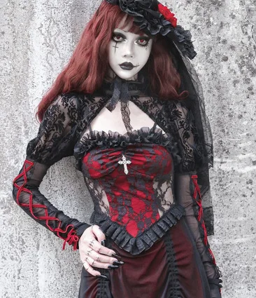 

Vintage Tank Halloween New Lace Top Punk Mesh Camisole Personality Cross Vest Female Gothic Clothes Women Y2k Tops