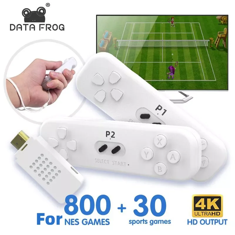 

DATA FROG Retro Game Stick With 2.4G Wireless Controller 4k Classic Motion Sensing Game Console Video Game Built in 800 NES Game