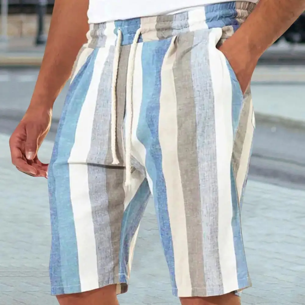 

Men Summer Shorts Elastic Waist Summer Shorts Mid Waist Soft Beach Shorts