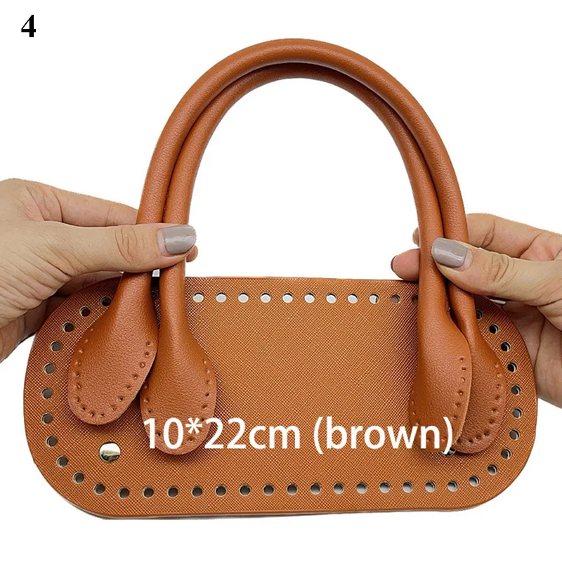 Handmade Handbag Shoulder Strap Hollow Woven Bag Set Bucket Bag Leather with Bag Bottom Belt with  Bag Handle for DIY Handbag