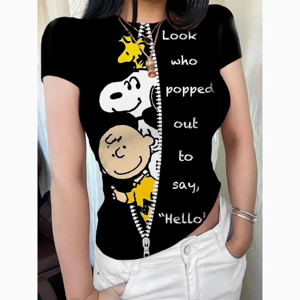 Женская облегающая футболка с коротким рукавом Повседневная круглым вырезом