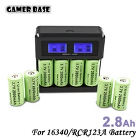 3 7v 2 8ah li ion 16340 battery cr123a rechargeable batteries cr123 for video game consoles laser pen led flashlight camera