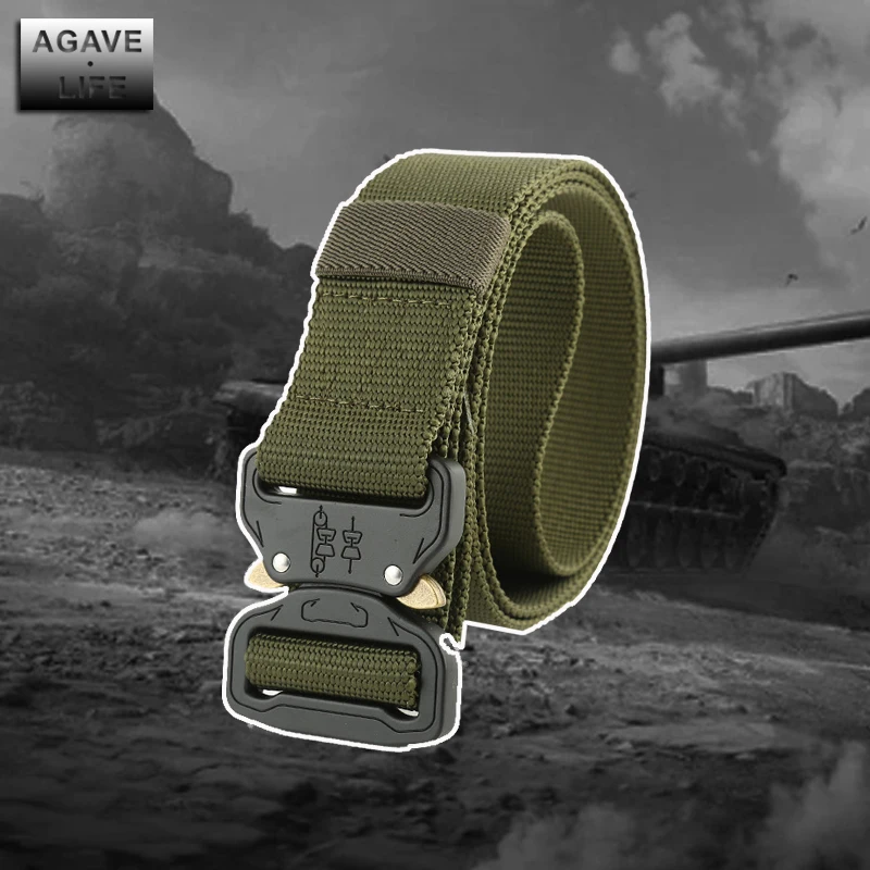 

Military Tactical Belts Nylon Black Metal Buckle Men's Army Outdoor Survival Training Belt Hunting Combat Solid Color Waistband