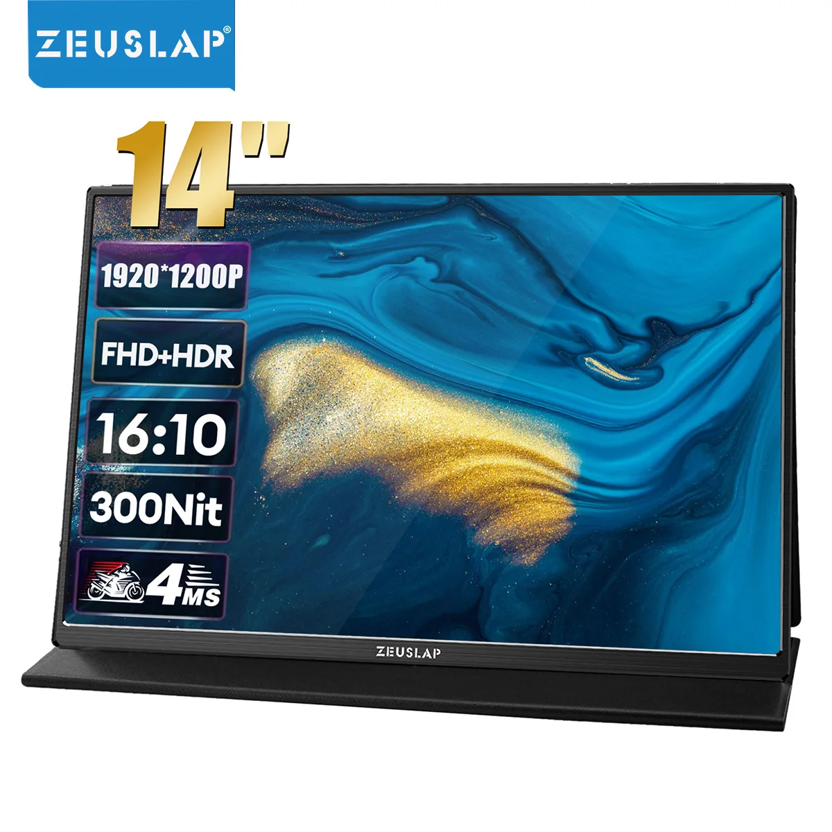 Настенный портативный монитор VESA, 14 дюймов, 1920*1200P, 16:10 IPS HDR, портативный монитор для телефона, Nintendo Switch, Steamdeck, ноутбука