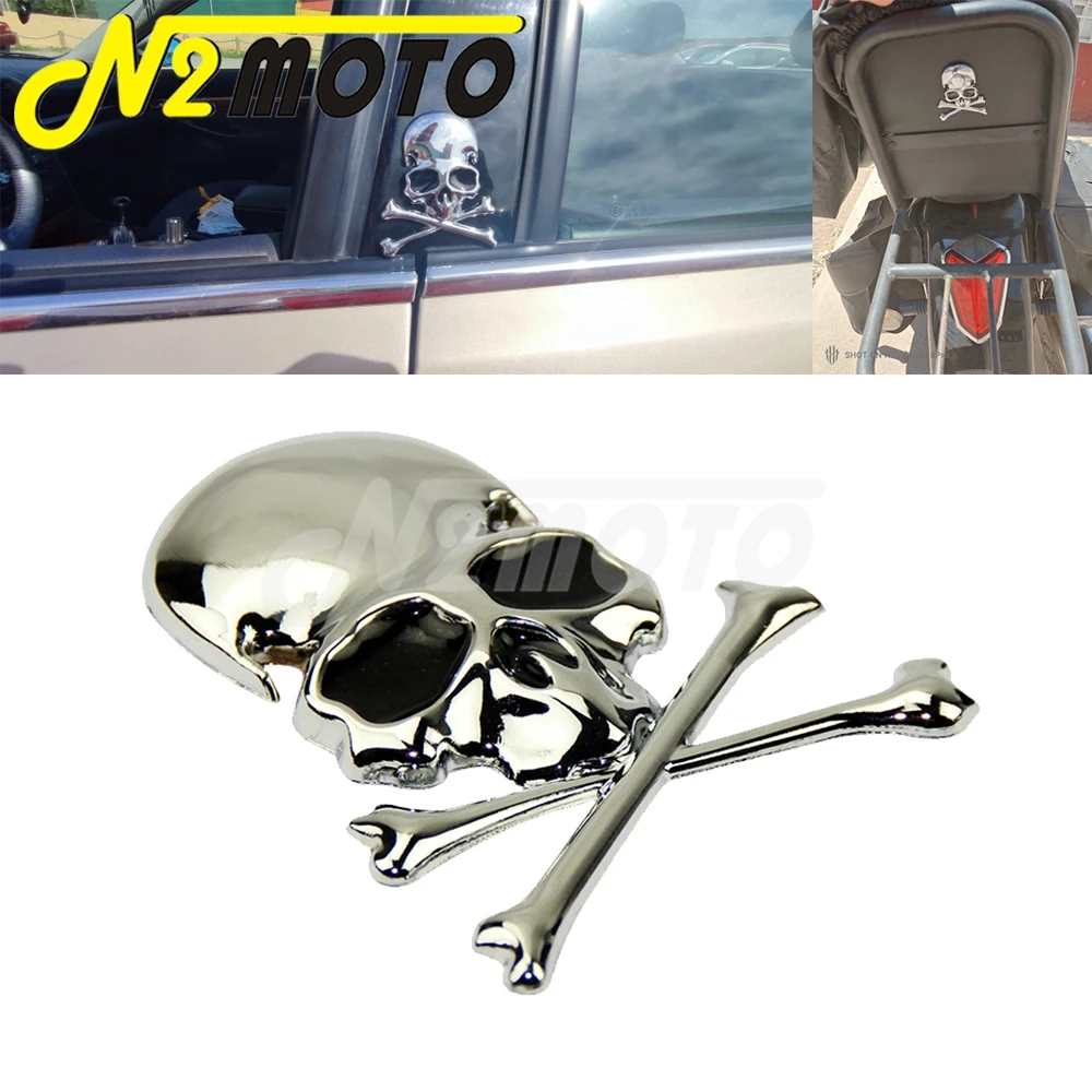 Мотоциклетный череп, скелет, скрещенные кости, наклейка на кузов автомобиля, багажник, задняя дверь, наклейки для Harley Honda Yamaha, 3D черепа, скрещенные кости, паста