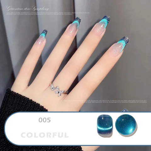 Синий кристалл, кошачий глаз, радужный Магнитный Гель-лак для ногтей, клей, разнообразный Блестящий лак, УФ-гель для дизайна ногтей