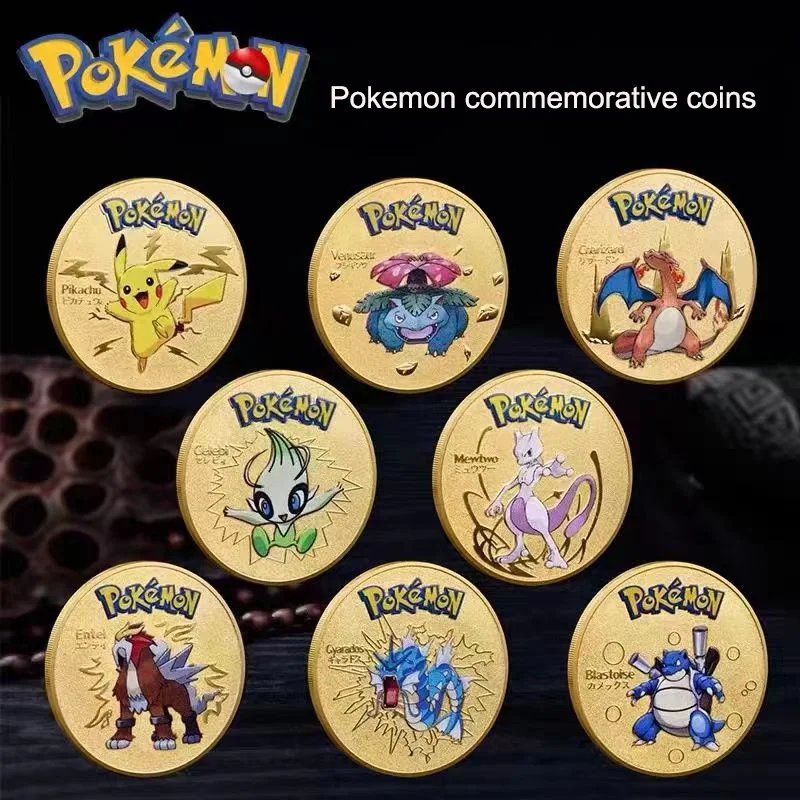 

Pokemon Pikachu Blastoise Charizard Gyarados Entei Celebi Mewtwo Venusaur Collection Display Commemorative Coin Collection