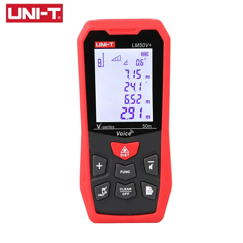 

UNI-T LM50V+ Series Laser Distance Meter Handheld Infrared Measuring Ruler Electronic Ruler Screen Backlight With Voice