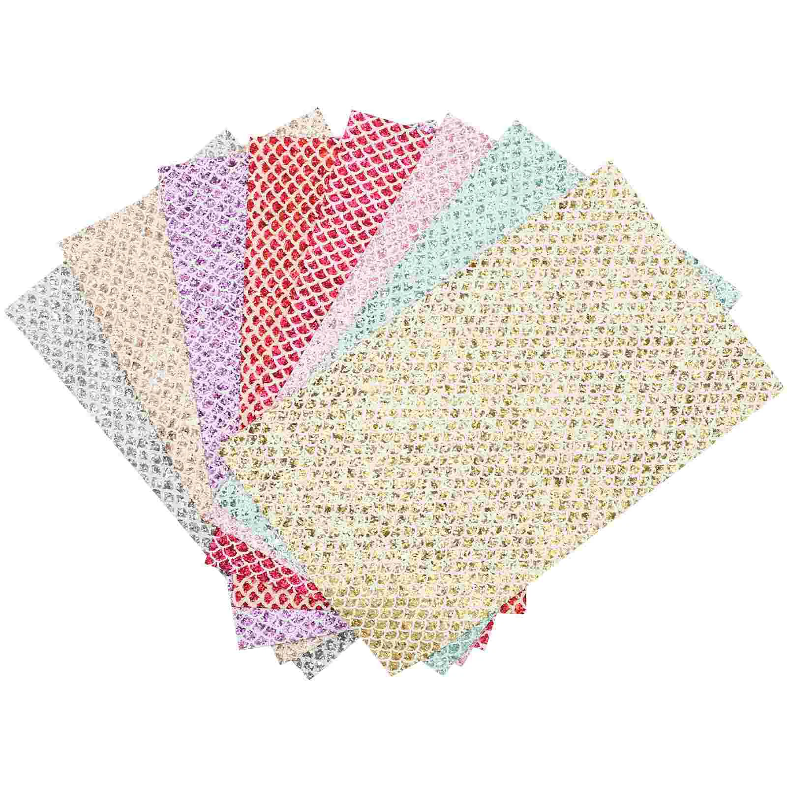 

8 Sheets of Fabric Craft Sheets, PU With Scale Pattern Faux Fabric