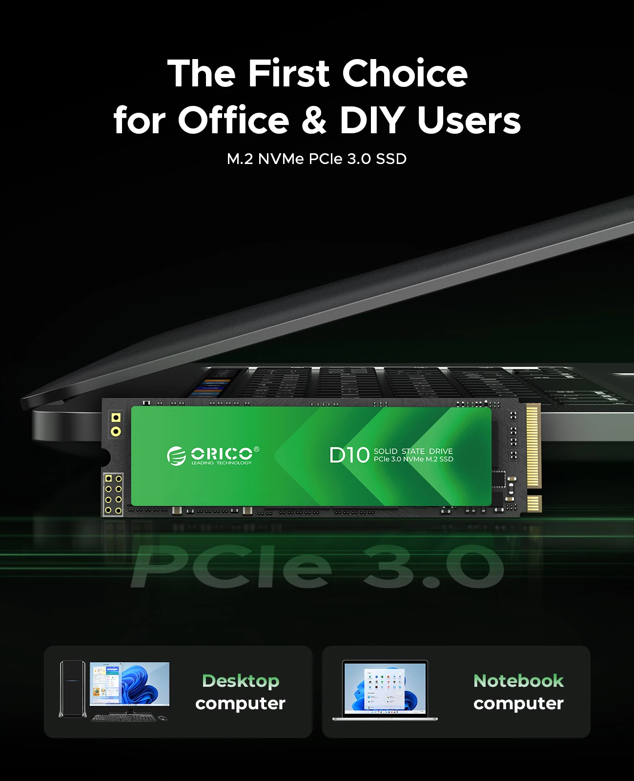 ORICO M.2 NVMe SSD M Key 2280 PCIe3.0 1700 МБ/с Внутренний твердотельный накопитель 256 ГБ для