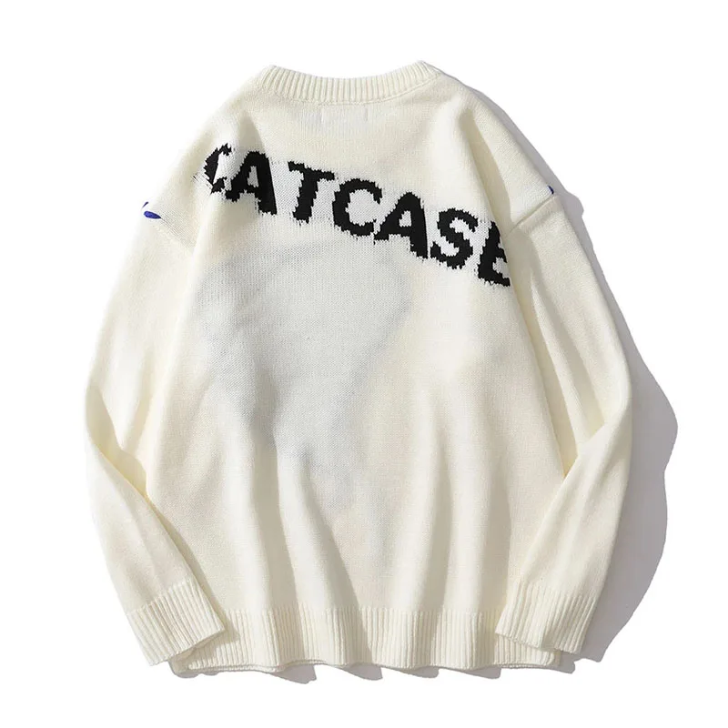 Свитер мужской вязаный в стиле Харадзюку пуловер хип-хоп с узором сердца и