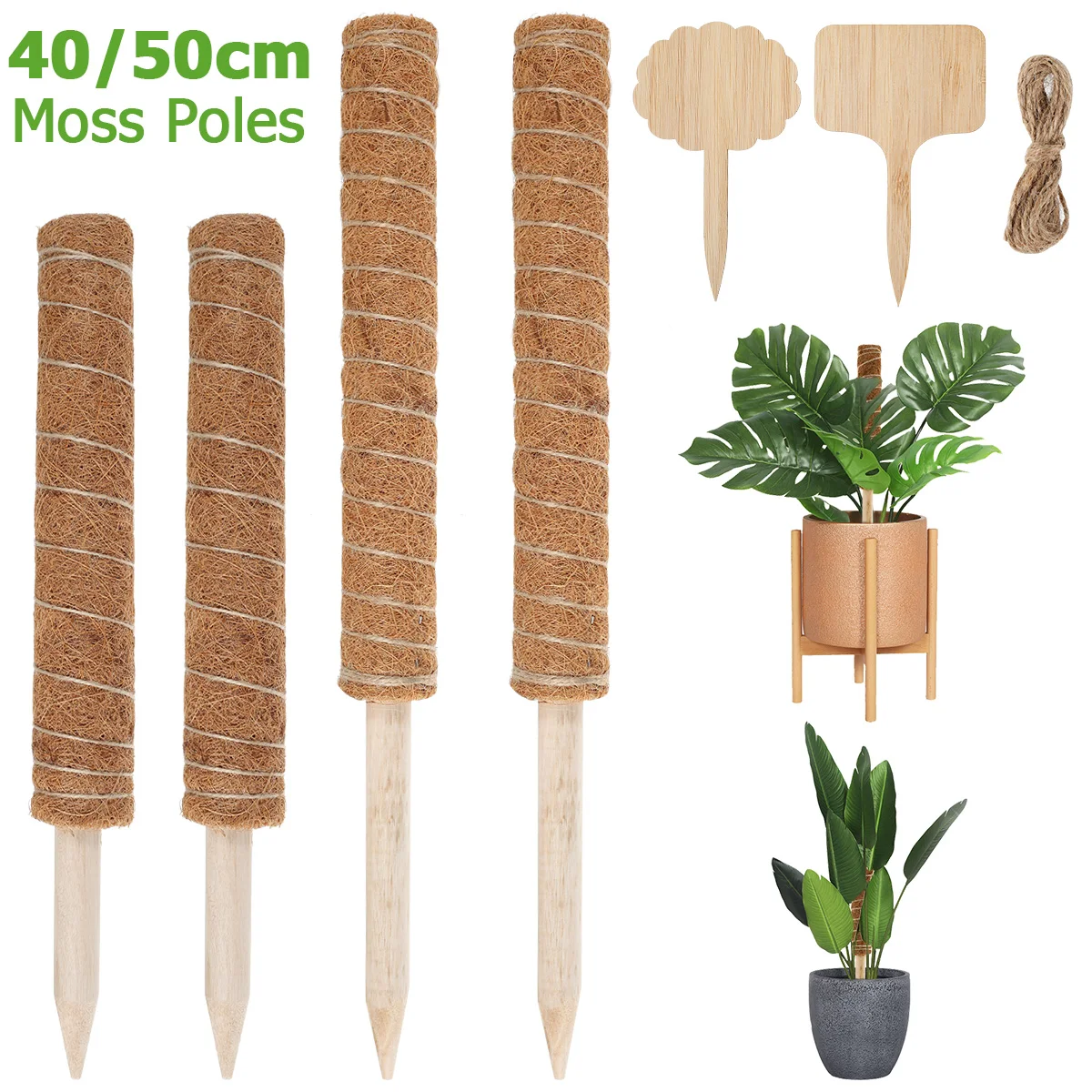 

Natural Coconut Plant Pole Coir Totem Pole Safe Non-Toxic Moss Pole Coconut Palm Plant Support Kit for Climbing Plant Potted