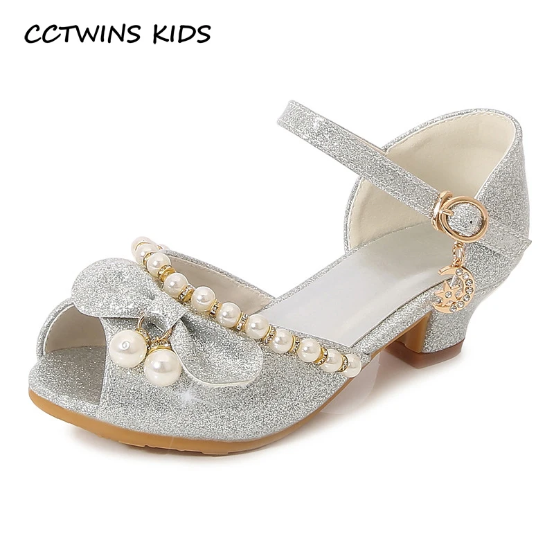 

Girls Shoes 2022 Spring Kids Fashion Party Princess Pink Toddler Peal Crystal Shoes Dress Children Heel Flats Soft Sole Platform