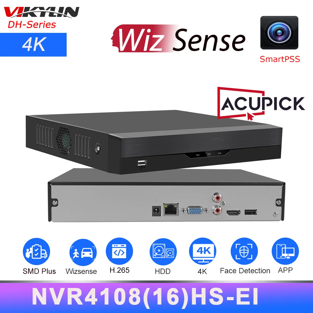 Vikylin Dahua 4K HDD WizSense NVR 8CH NVR4108HS-EI 16CH NVR4116HS-EI Home Security System P2P Remote Surveillance Video Recorder