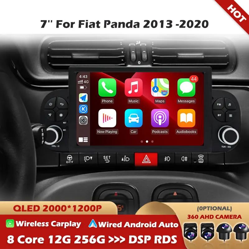 Фото Для Fiat Panda 2013 2014 2015 2016-2020 Android 15 Встроенный беспроводной Carplay Автомобильный радиоприемник Мультимедийный плеер GPS Головное устройство №1