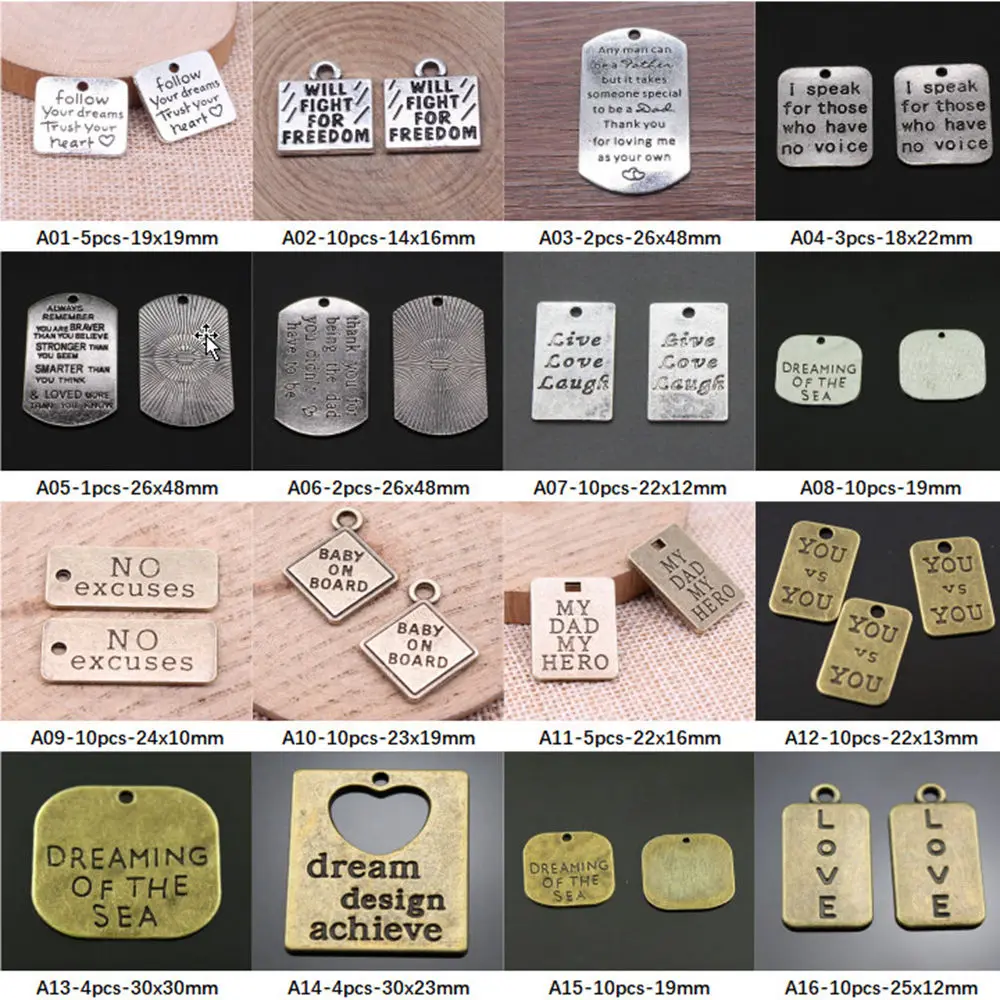 

New Arrival Square Plate Charms For Jewelry Making Gifts For Women