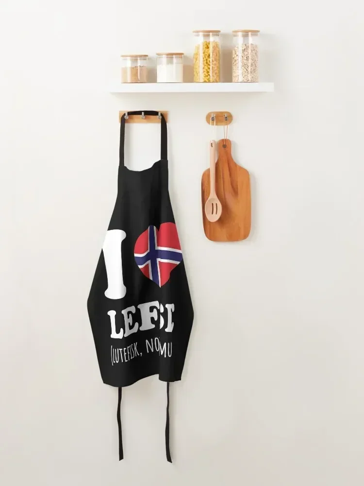 Фартук с флагом Норвегии I Love Lefse Lutefisk Not So Much профессиональный парикмахерский