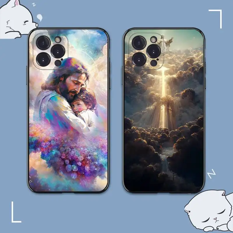 

Jesus Christ God bless you Phone Case For iPhone 8 7 6 6S Plus X SE 2020 XR XS 14 11 12 13 Mini Pro Max Mobile Case