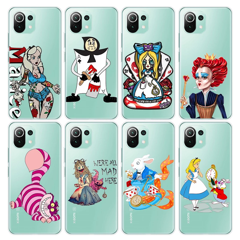 

Bad Alice In Wonderland Transparent Silicone Cover For Xiaomi Mi 12 11 11T 11i 10i 10T 10 9 9T 9 SE Lite Pro Ultra Phone Case