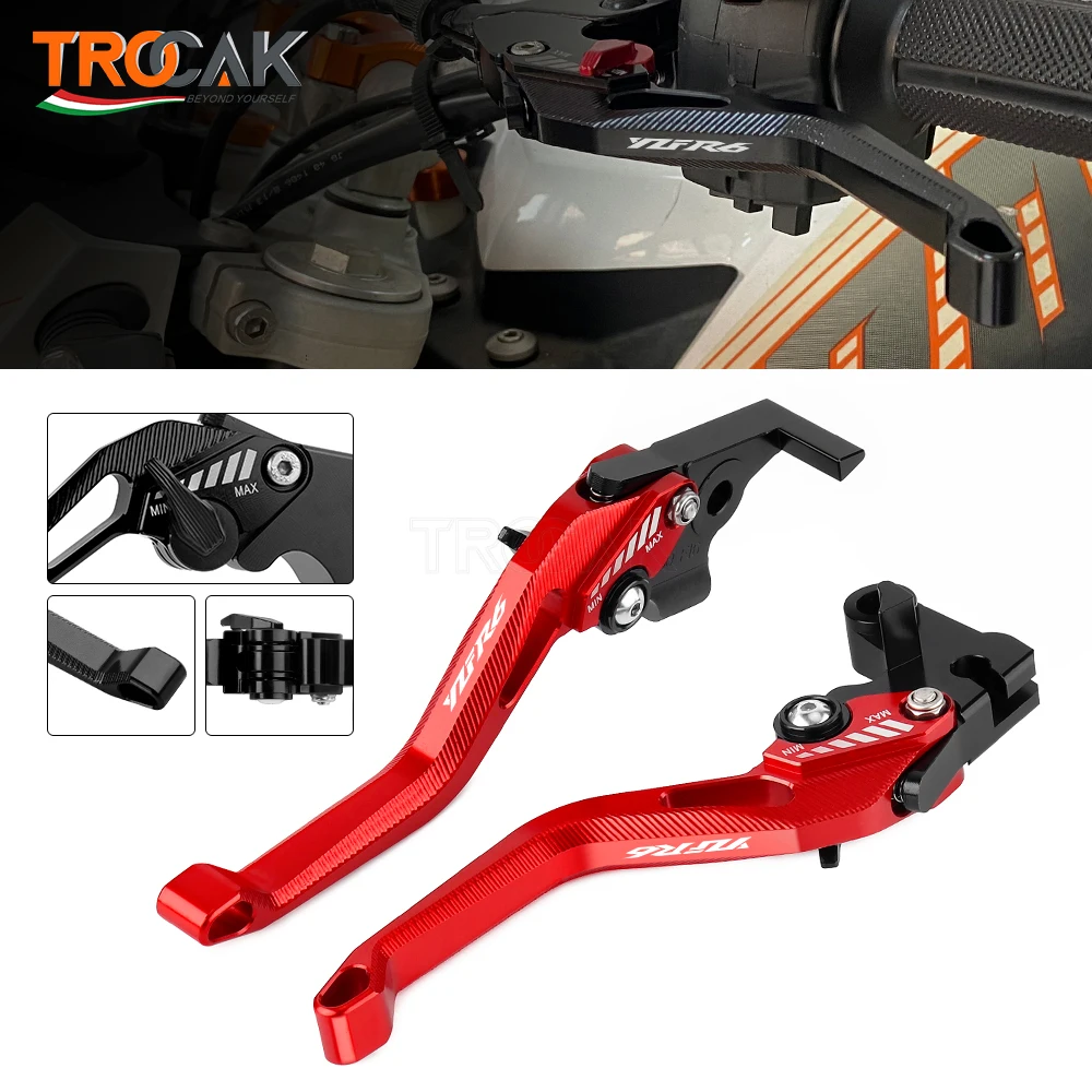 

NEW Logo(YZF R6) For Yamaha YZF R6 YZF-R6 YZFR6 2005-2016 Motorcycle Accessories Adjustable Short Brake Clutch Levers 5D