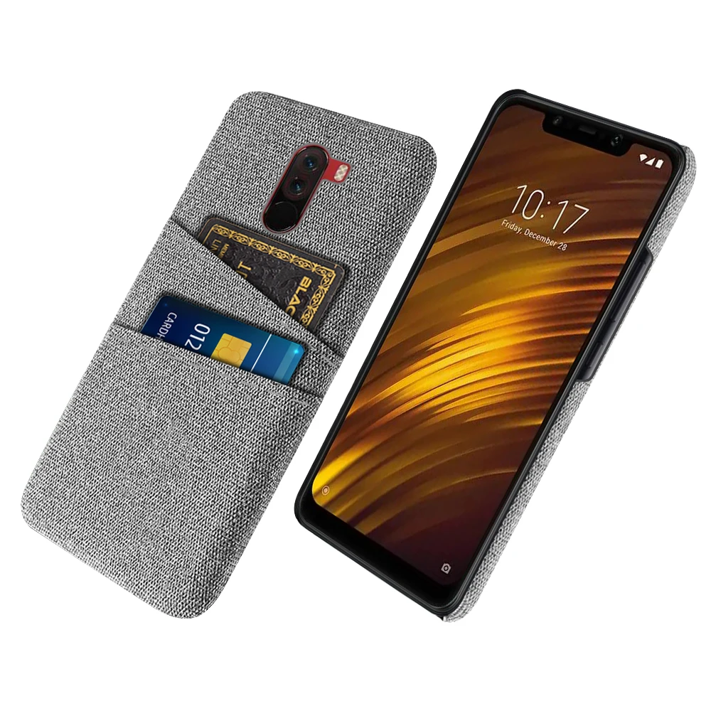 

Pocophone F1 For Pocophone F1 Case Dual Card Fabric Cloth Luxury Business Cover For Xiaomi Poco phone Pocofone F1 Coque Funda