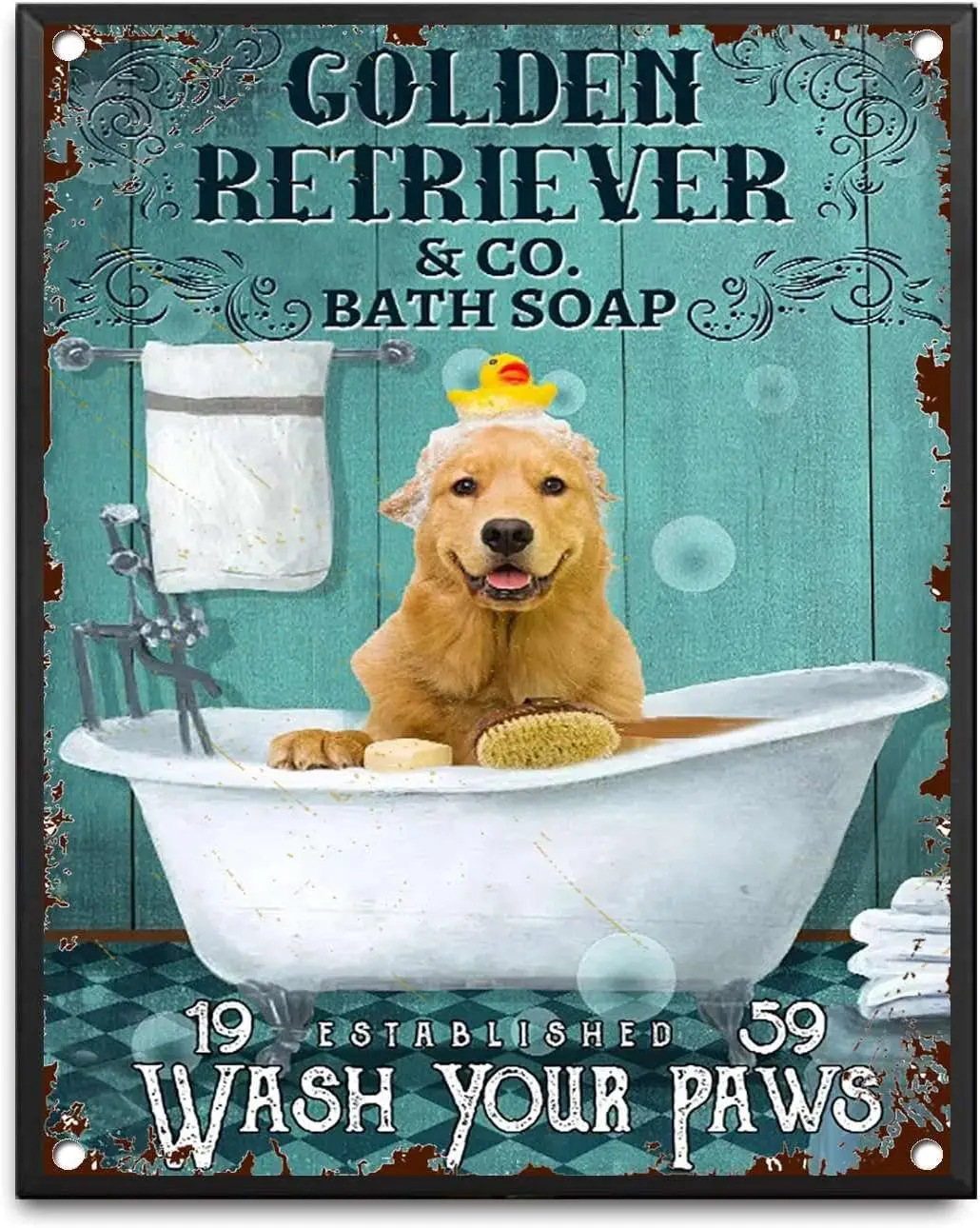 Tn Sgn ustrln Sheph Co Bth Sop Vntge Забавная собака Wsh Your Pw Забавный декор для туалета Bthroom Wll rt