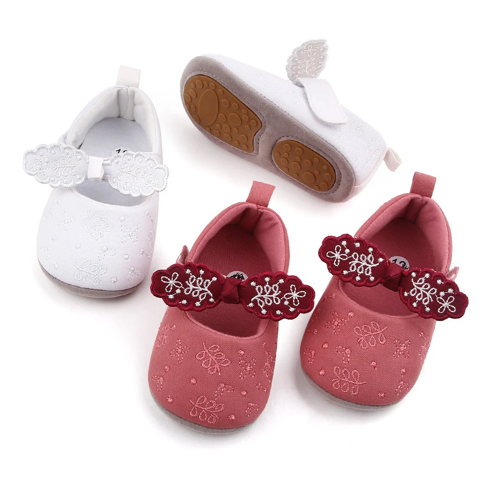 

Baby Girl Princess Shoes Toddler Non-slip Flat Soft-sole Cotton Rubber Crib Lovely Butterfly-knot Infant First Walkers 0-18m