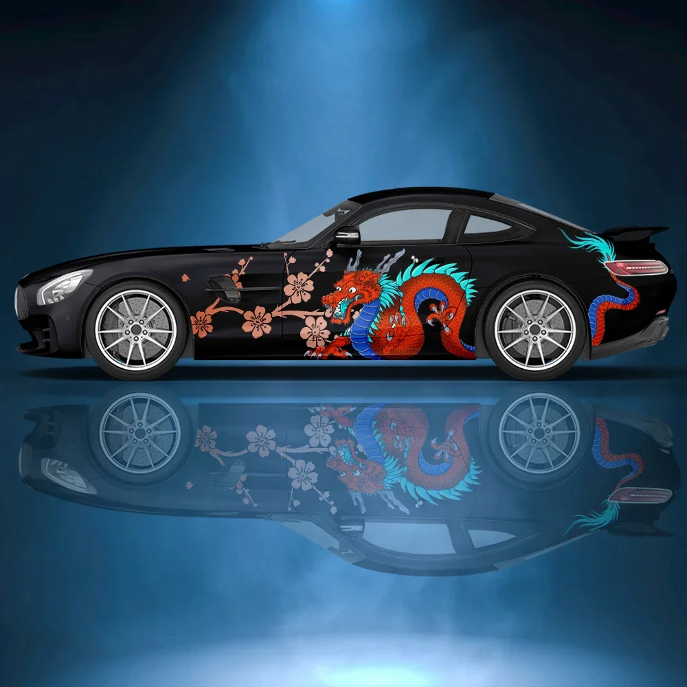 Самоклеящаяся виниловая наклейка с изображением дракона цветов животных