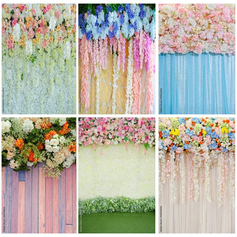 

SHENGYONGBAO Art Fabric Photography Backdrops Prop Flower Wall Wood Floor Wedding Party Photo Studio Background 22221 LLH-12