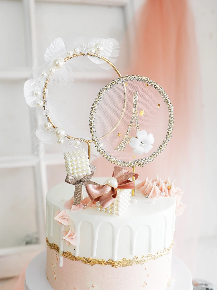 Красивый персонализированный Топпер для торта золотые блестящие круглые флаги с