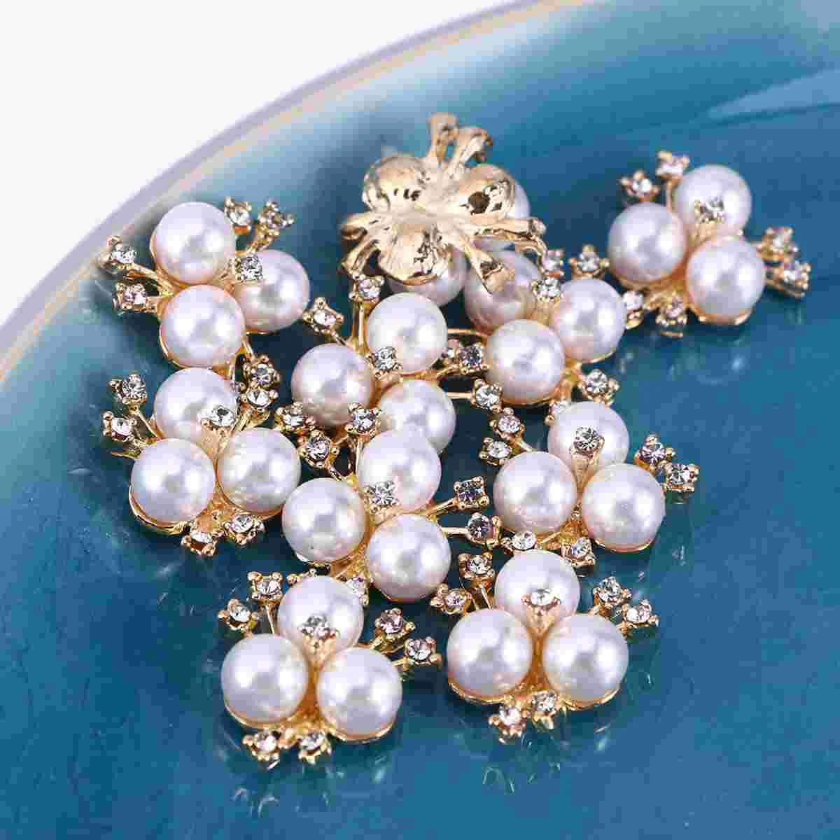 

Pearl Buttons Rhinestone Brooch Button Flower Flatback Craft Alloy Hairpin Shoes Clothes Embellishments Embellishment Floral