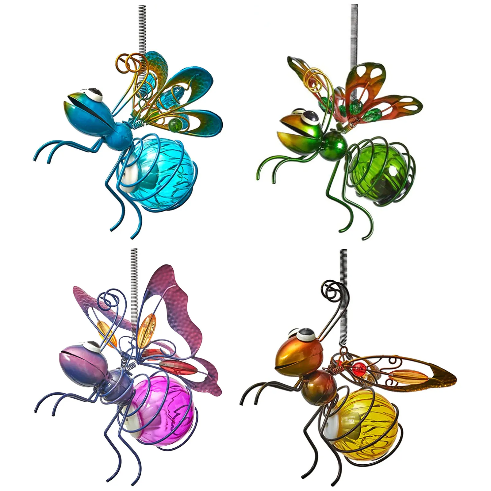 

LED Colorful Solar Power Wind Chime Crystal Bee Butterfly Waterproof Outdoor Windchime Solar Light for Garden