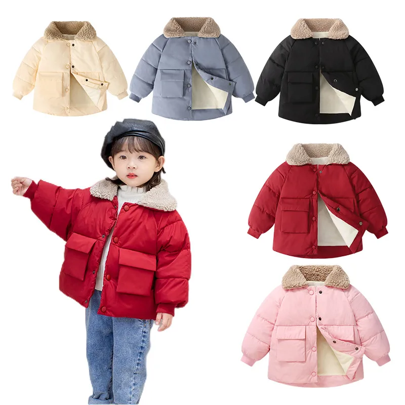 Купи 2022Korean Style Toddler Infant Plus Fleece Jacket Girls Boys Winter Cardigan Warm Coat Kids Cotton Padded Thick Outwear Jacket за 1,376 рублей в магазине AliExpress