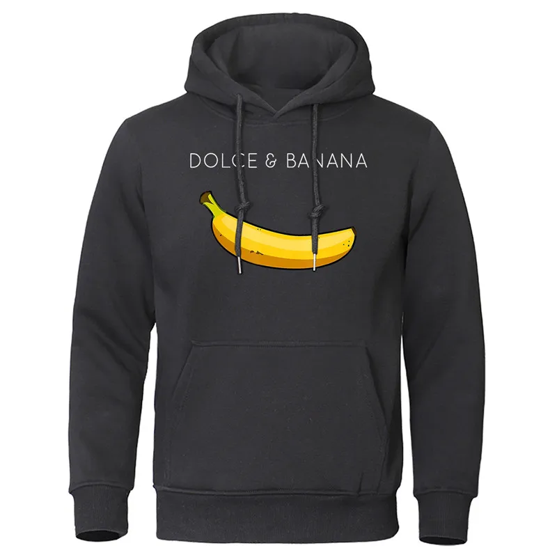 

Свитшот Dolce & Banana мужской с принтом, модные повседневные худи, Свободный пуловер, топы с карманами, теплая флисовая спортивная одежда, осень