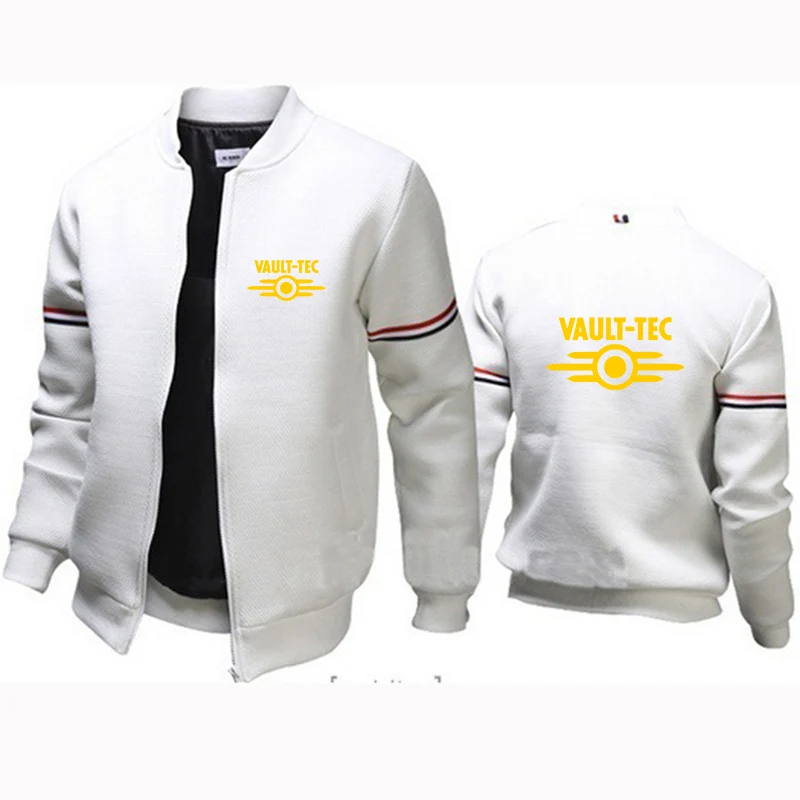 

2022 Vault Tec Logo Video Game Fallout 2 3 4 Print Autumn Winter Flight Jacket Coat Mens Zipper Baseball Long Sleeve Tops