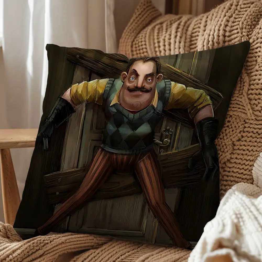 Фото Наволочка с мультяшным рисунком Hello Neighbor, чехол для подушки для дневного сна, для дивана, гостиной, спальни, подушка для спинки, квадратная подушка-кожинес №4