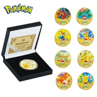fashion pokemon coin black box set anime gold silver coins souvenir collection commemorative couple friends boy birthday gift