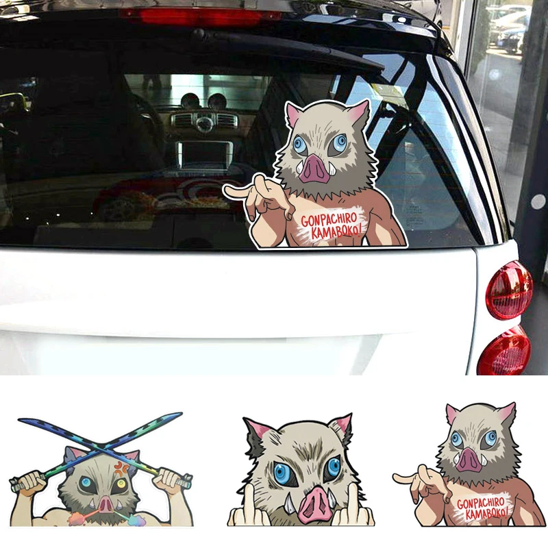 

Cute Demon Slayer Car Reflective Stickers Japan Anime Funny Styling Waterproof Auto Window Decals Windshield Decorations