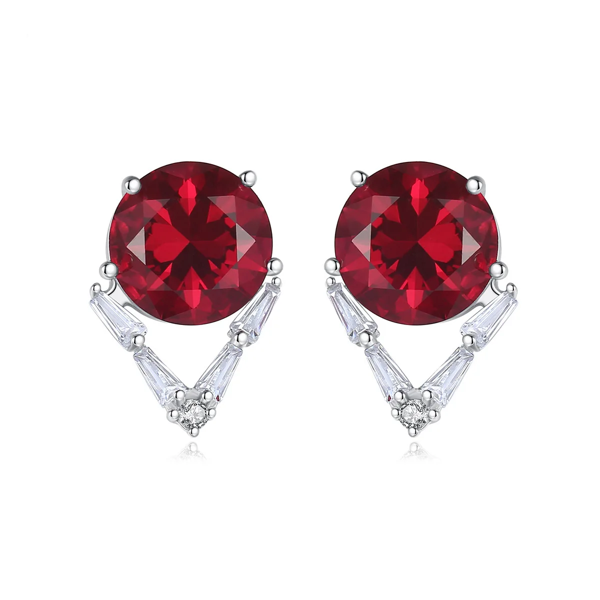 

Christmas Jewelry Luxury S925 Sterling Silver Zircon Stud Earrings for Women Red Green Gemstone Female’s Eardrop Gift for Girl