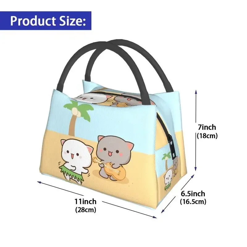 Изолированные сумки для обеда Peach And Goma Play Ghitar женщин пара Mochi Cat Cooler термобокс