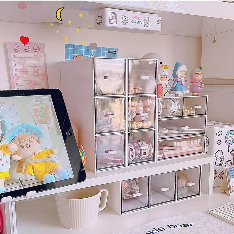 

Hot Desktop Drawer Cosmetic Storage Box Free Combination Multi-Layer Divider Can Be Stacked Desk Stationery Organize Case