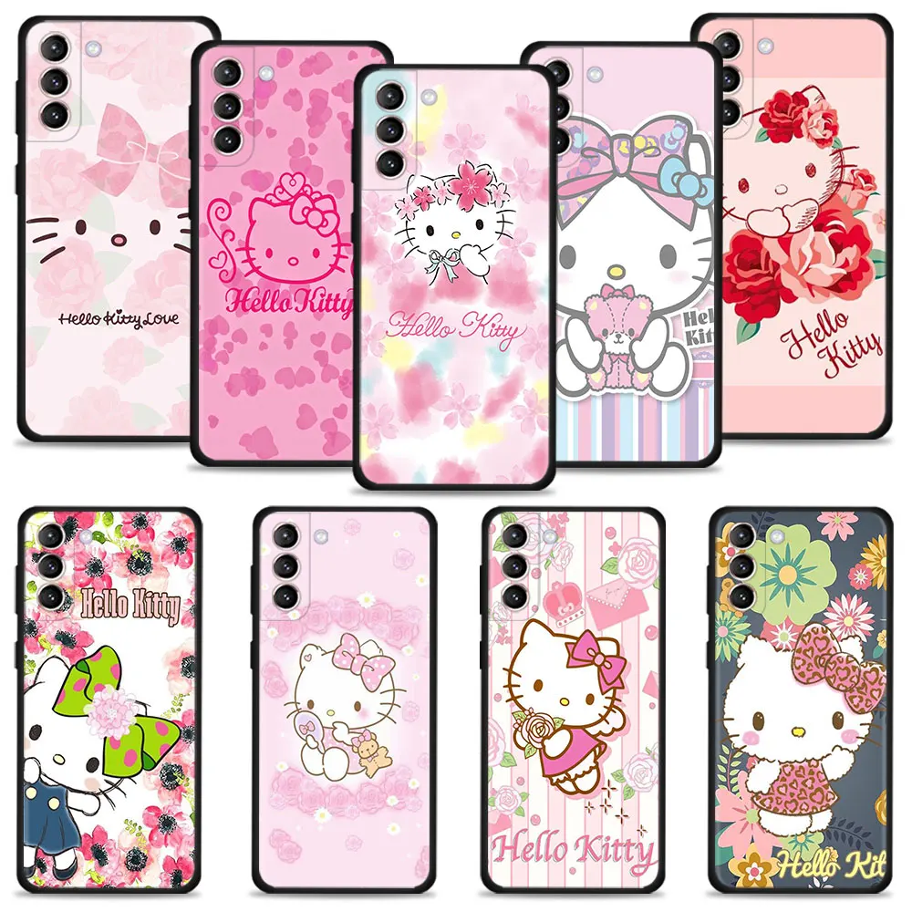 

Case For Samsung Galaxy S22 S21 S20 Ultra FE S10 S9 S8 Plus S10e Note 20Ultra 10Plus Cover Pink Rose Cherry Flower Hello Kitty