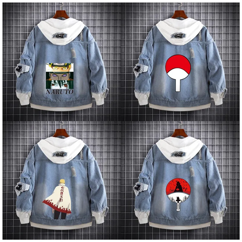 

Джинсовая толстовка с капюшоном выпуск куртка Sasuke Akatsuki толстовки флисовые Большие размеры с капюшоном крутые мужские куртки верхняя одежд...
