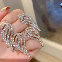 2022 new angel wings rhinestone earrings for women exquisite exaggerated fashion stud earrings elegant prevent allergy earrings