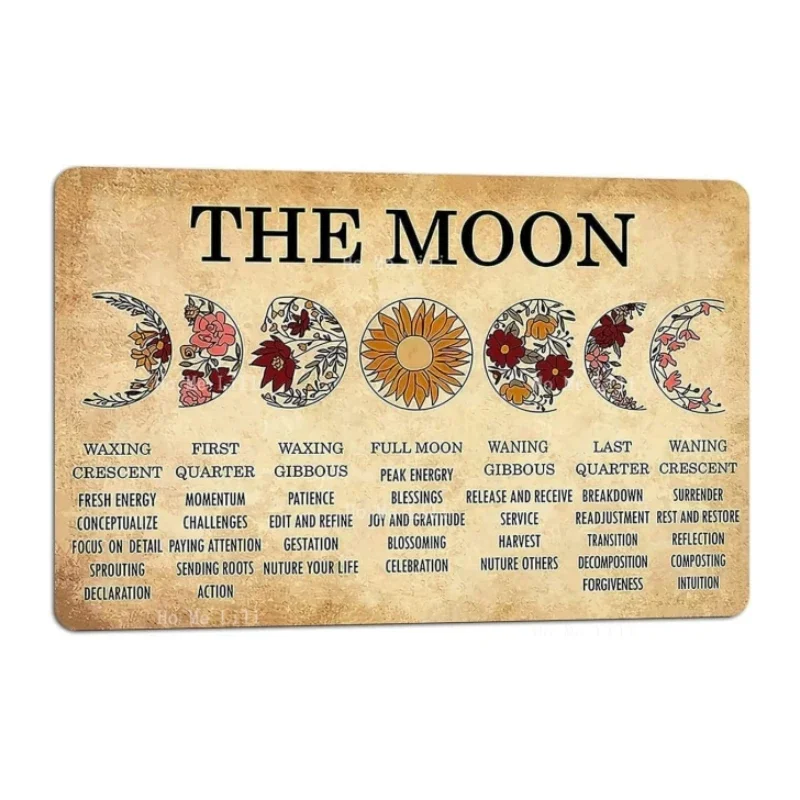 Винтажная жестяная металлическая вывеска с фазами Луны урожая ведьма украшение