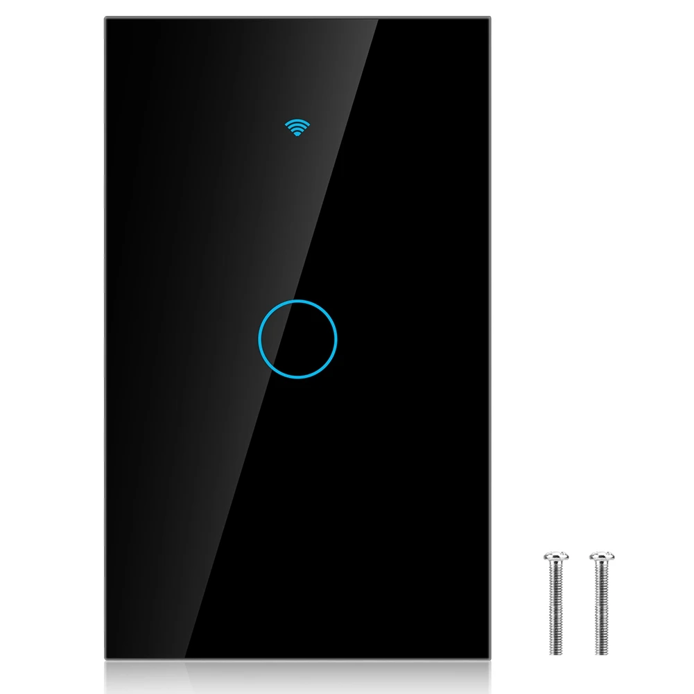 

WiFi Touch Screen Switch Single Circle for Alexa Google 1-Way AC 90-250V (Black US Plug) Smart Switch Smart Switch