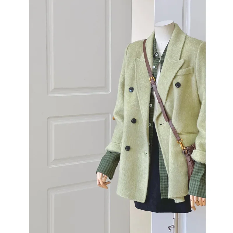2024 новая элегантная шерстяная куртка в корейском стиле женская осенне-зимняя
